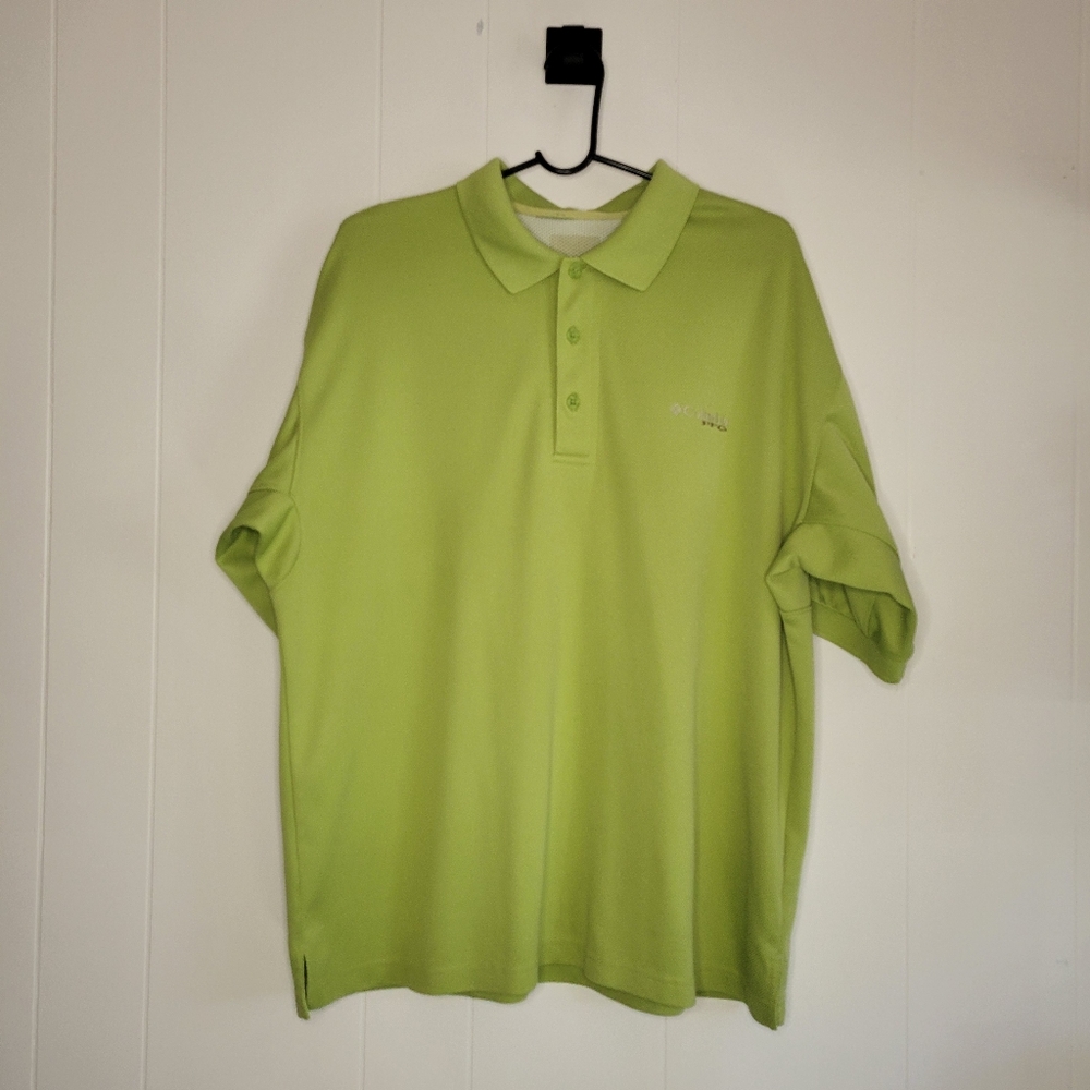 Columbia PFG Vented Green Golf Fishing Sport Dad Father Vacation Polo